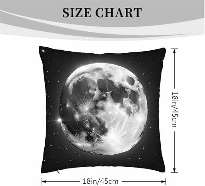 Decor Throw Pillow Case Full Moon Bright with Stars in Black Universe Set of 2 Cushion Covers 18X18 Inch for Women Men for Couch Bedroom Living