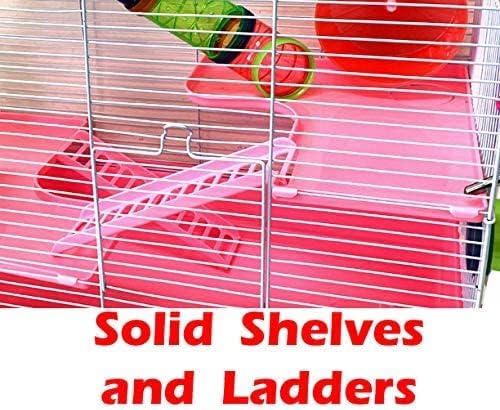 Pink Large Deluxe Dwarf Hamster Expandable and Customizable Habitat House Cage for Rodent Gerbil Mouse Mice Rat with Crossover Tube Tunnel
