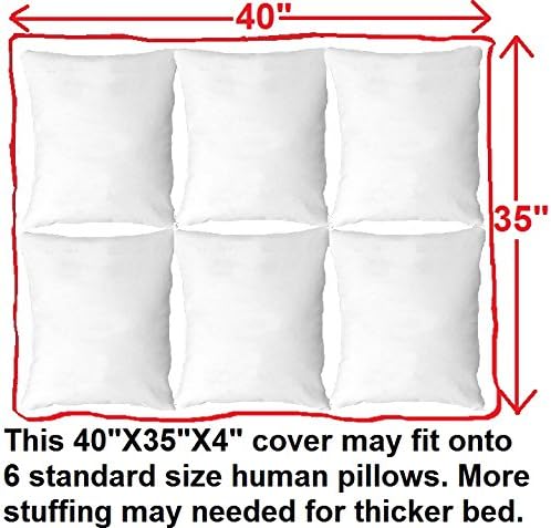 Dogbed4less DIY Durable Blue Denim Pet Bed External Duvet Cover and Waterproof Internal Case for 40"X35"X4" Extra Large Dog Bed - Replacement Covers only