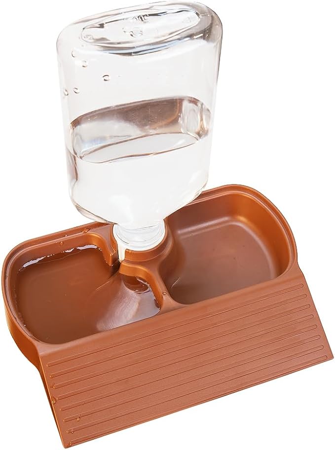 17oz 2 in 1 Terrarium Tank Reptile Food Feeders Bowl, Water Feeder Automatic Water Dispenser Waterer Feeding Accessories, for Geckos Lizards Turtle Bearded Dragons (Red)