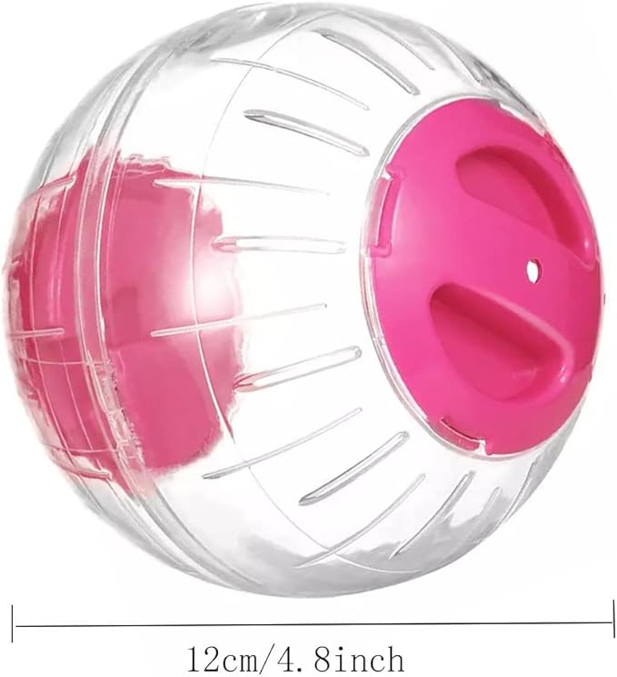 Hamster Exercise Ball Silent Hamster Wheel Small Animals Transparent Ball for Dwar Rat Relieves Boredom and Increases Activity (4.8 inch, Pink)
