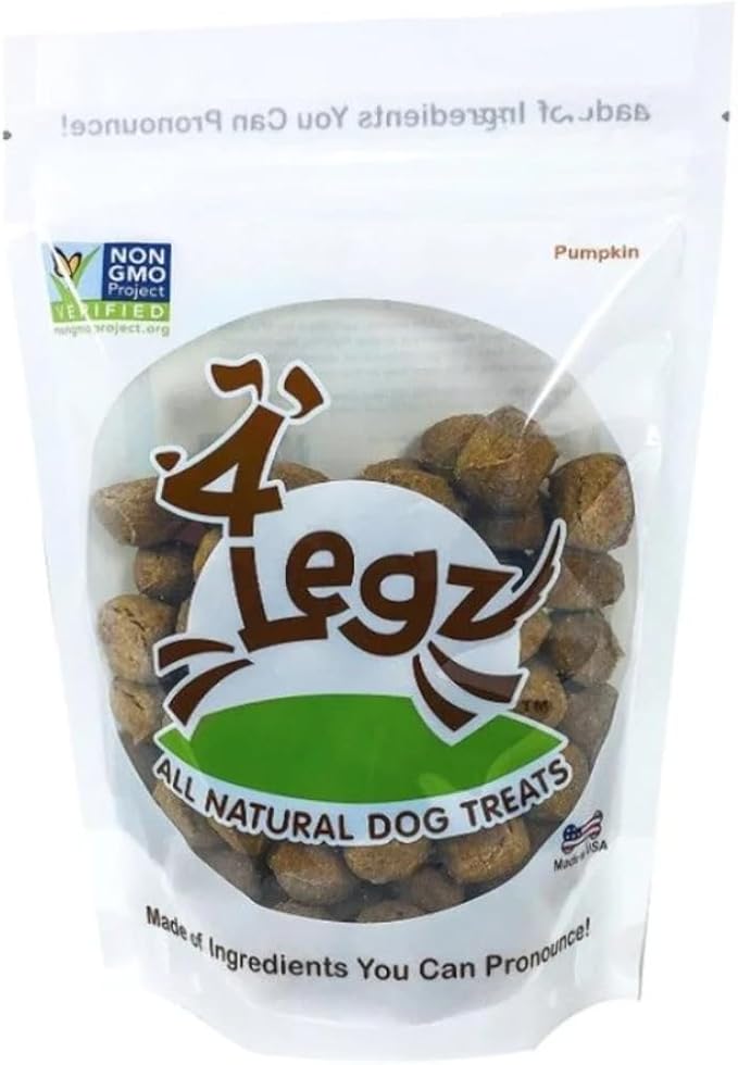 4Legz Organic Pumpkin Dog Treats – Healthy, Crunchy, Vegan Biscuits with Whole & Real Ingredients – All Natural & USA‐Baked, 7 oz