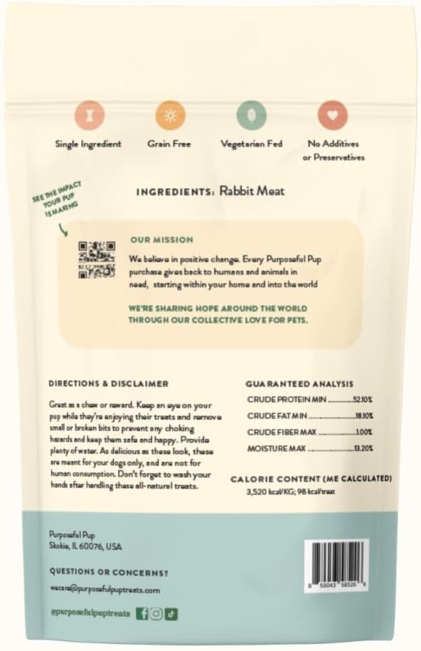 Rabbit Sausage Dog Treats, 10 Pack – All Natural, Single Ingredient, Grain-Free Chews for Dogs | Premium European Quality | High-Protein, Air-Dried, Healthy Snack
