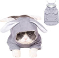 ANIAC Funny Small Dog Hoodies for Girl Boy Bunny Ears Dog Clothes Hooded Puppy Sweatshirt Cat Apparel Pet Costume for Easter Halloween Christmas Holiday (Large, Grey)