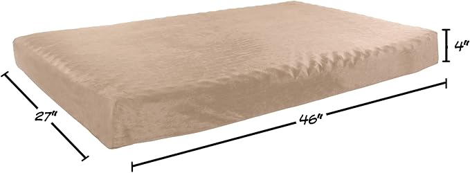 PETMAKER Orthopedic 2-Layer Memory Foam Dog Bed with Machine Washable Sherpa Top - 46x27, Up to 95lbs (Tan)