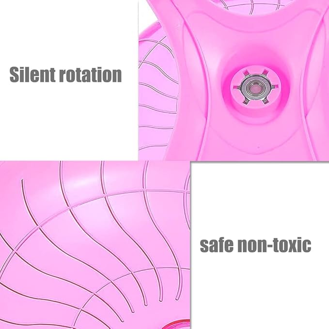 Pink Silent Runner Hamster Wheel 7 Inch Quiet Spinner Wheel Flying Saucer Exercise Wheel for Dwarf Hamster Syrian Hamster Gerbil Mice Rats Hedgehog Small Animals