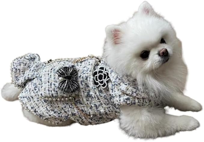 Designer Dog Dress for Small Dogs Puppy Teacup | Cute Stylish Pet Outfit – Luxury Puppy Clothes for French Bulldog, Chihuahua, Dachshund, Maltese, Yorkie, Cats – Fashion Apparel