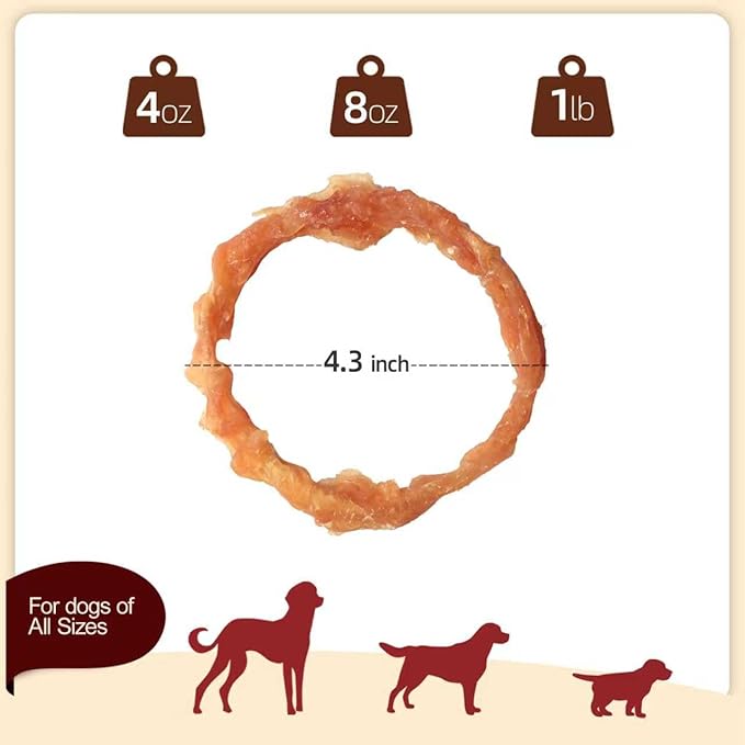TailParty Turkey Tendons for Dogs with Fish Oil & Taurine: All Natural Dental Chews & Training Treats, Long Lasting Snack for Health-Conscious Pet Owners(Ring, 8 oz)