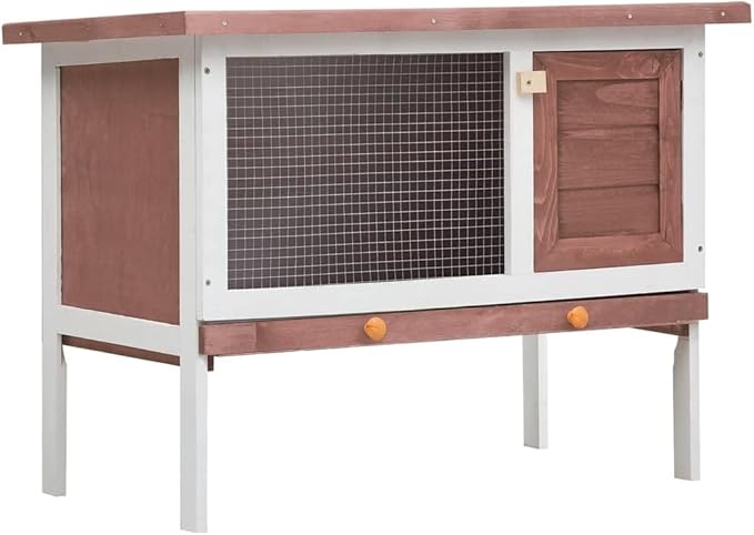 vidaXL Outdoor Rabbit Hutch - Spacious Exterior Bunny Cage, Durable Wood Construction, Weatherproof Design, Pull-Out Tray for Easy Cleaning, with Iron Wire Mesh for Ventilation