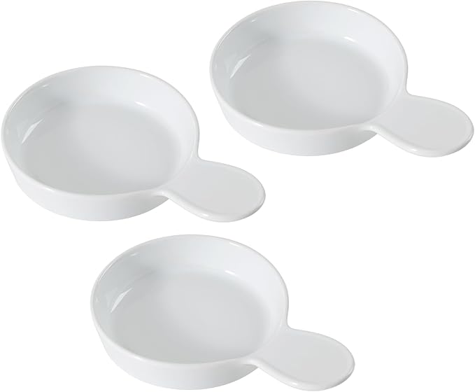 Havniva Ceramic Wide Whisker Friendly Cat Dishes, Set of 3 Ceramic Cat Bowls with Handle, Anti-Slip Indoor Kitten Feeding Food& Water Dish to Prevent Whisker Fatigue(3 Pcs, White)