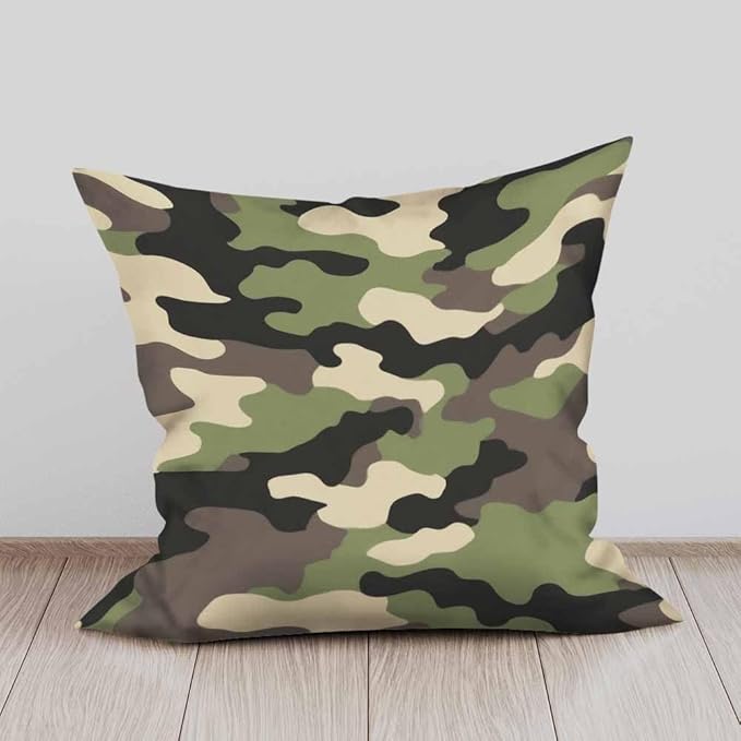 Pillow Cases Fashion Black Brown Green Camo Seamless Pattern Pack of 2,Decorative Throw Pillow Covers for Couch Bedroom Living for Girl Boy 18X18 Inch