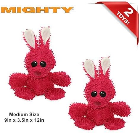 MIGHTY- Microfiber Ball - Farm – Made with Squeaker Balls and Minimal Stuffing. Strong & Tough. Interactive Play. Machine Washable & Floats (Rabbit, Medium 2 Pack)