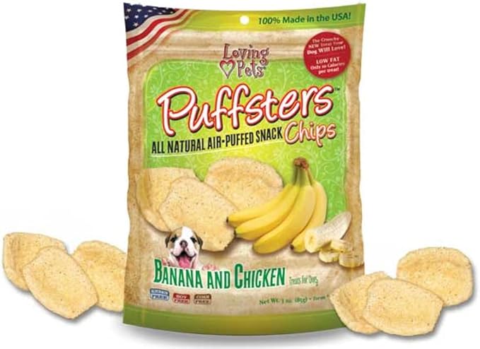 Loving Pets Puffsters Banana Chicken Treats for Dogs (4 oz) (Pack of 2)