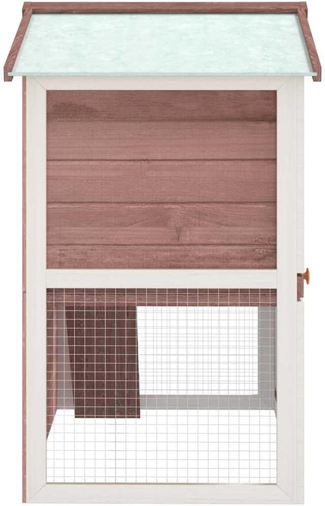 Solid Pine Wood Rabbit Hutch Outdoor Brown Rectangular Large Cage for Rabbits Bunny Hutch with Weatherproof Design Escape-Proof Latches Easy Assembly 37x37x38.6 Inch