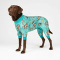 Spark Paws Dog Pajama, Dog Recovery Suit Male, Onesie, Ultra-Soft and 4-Way Stretch, for Small Medium and Large Breeds - Monkey Business - 3XL