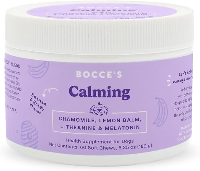 Bocce's Bakery Bedtime Tea Treats + Calming Supplement Bundle for Dogs – All-Natural, Wheat-Free Biscuits & Stress Support with Chamomile, Lemon Balm, L-Theanine – Real Ingredients Baked in The USA