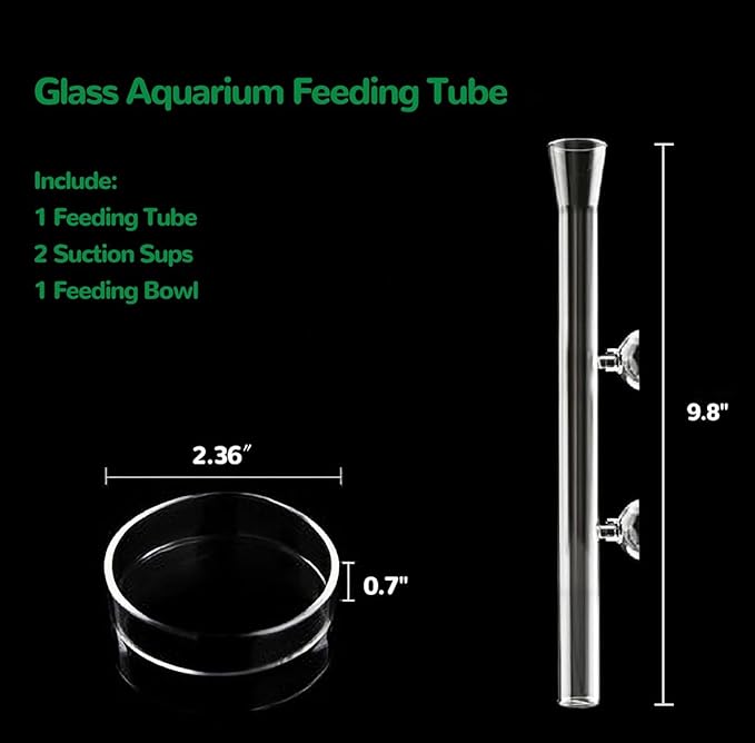 Mipukbay Glass Aquarium Feeder Set - 9.8 Inch Shrimp Feeding Tube & Dish for Fish, Shrimp, and Bottom-Dwelling Aquatic Pets‌
