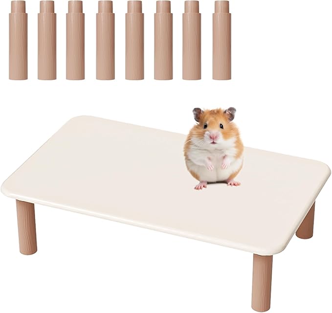 mini&moe Hamster Platform - Adjustable Heigh Small Animal Play Plastic Waterproof & Chewproof Platform for Exercise Wheel Food Bowl Water Bottle and Other Cage Accessories