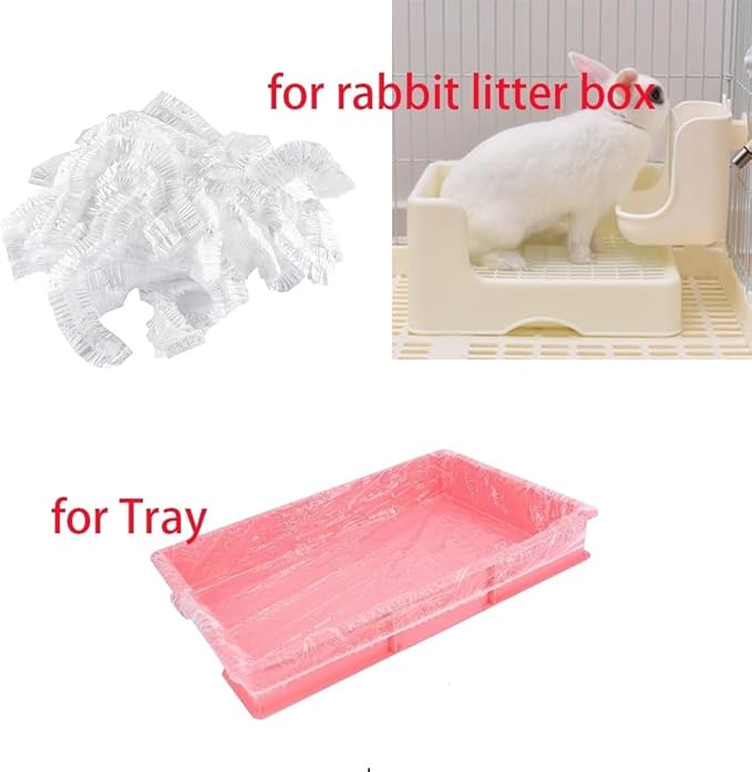 50 Pcs Disposable Rabbit Cage Liner Plastic Toilet Film Leak-Proof for Small Animals Bunny Guinea Pig Bird Cage Liners Litter Box Crate Tray Drawer Quick Cleanup Essentials Indoor (Large)