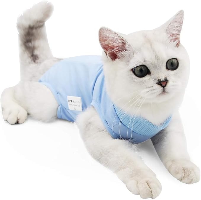 Cat Surgical Recovery Suit Professional for Male Female Cats Abdominal Wounds Cone E-Collar Alternative, Anti-Licking or Skin Diseases Pet Surgical Recovery Suit, Soft Fabric Onesies for Cats