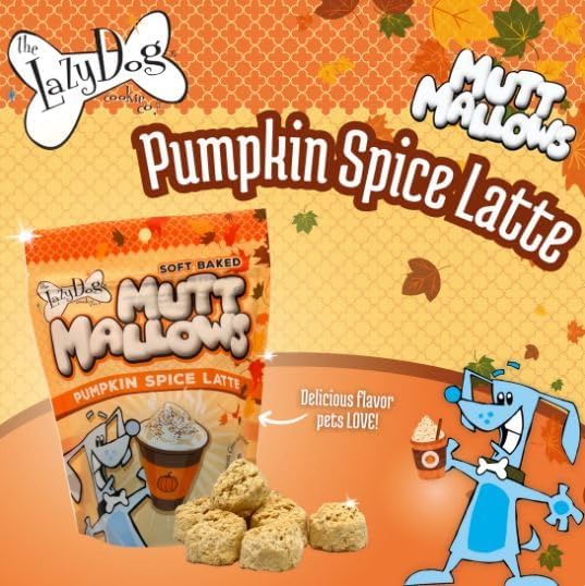 The Lazy Dog Cookie Co. Soft Dog Treats, Mutt Mallows Pumpkin Spice Latte, for Small, Medium and Large Dogs, Wheat-Free, Baked in The USA, 5 oz. (Pack of 2) Pumpkin Spice