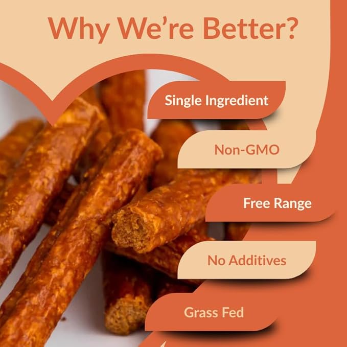 Beef Sausage Dog Treats, 10 Pack – All Natural, Single Ingredient, Grain-Free Chews for Dogs | Premium European Quality | High-Protein, Air-Dried, Healthy Snack