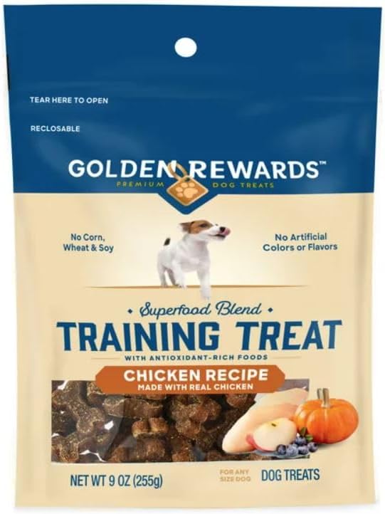 MT&L Golden Reward Superfood Blend Chicken Recipe Training Treat Dog Treats 9 oz | No Artificial Colors or Flavors | No Corn, Wheat & Soy