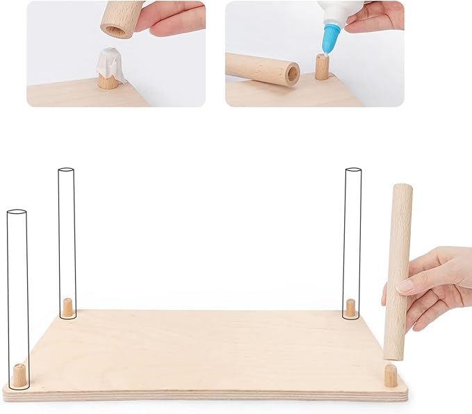 Niteangel Hamster Play Wooden Platform for Putting Small Animal's Food Bowl Drinking Bottle and Other cage Accessories (Rectangle - 7" Height)