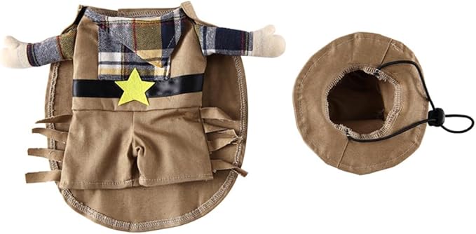 Puppy Western Cowboy Dog Costume, Pet Cosplay Clothes Halloween Christmas Funny Party Costume for Cats and Small Dogs