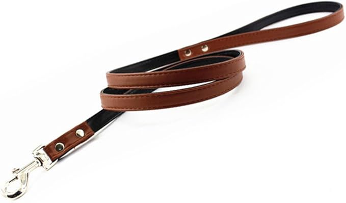 Metal Buckle Pet Collar and Leash Set with Bell Suit for Cats or Puppy Dogs White/Black/Red/Pink/Blue/Brown (S (Collar + Leash), Brown)