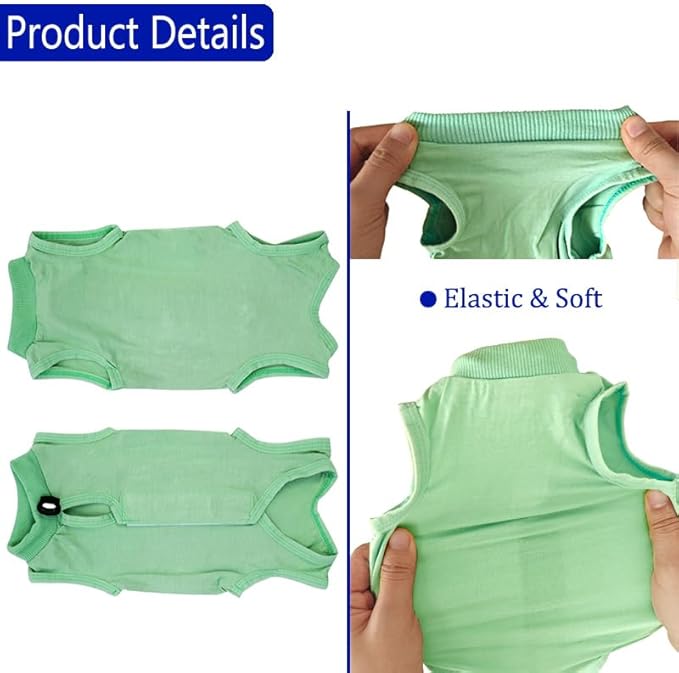 kzrfojy Cat Recovery Suit Cat Onesie for Cats After Surgery Female Male Spay Kitten Neuter Surgical Bodysuit Post Surgery Cone of Shame Alternative Anti Licking (Green, Large)