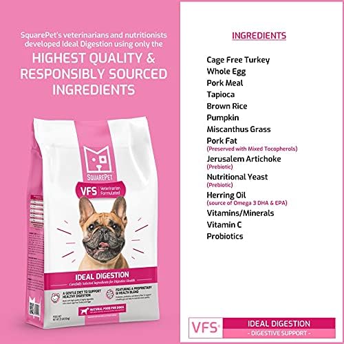 SquarePet VFS Canine Ideal Digestion Formula, Cage Free Turkey, Whole Eggs, Pumpkin, Brown Rice 22 lbs