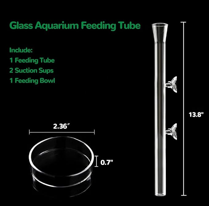 Mipukbay Glass Aquarium Feeder Set - 13.8 Inch Shrimp Feeding Tube & Dish for Fish, Shrimp, and Bottom-Dwelling Aquatic Pets‌