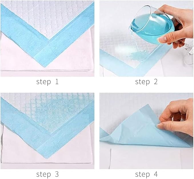 50 Pcs Pet Pads for Rabbits,22'' x17'' Small Animal Pads Disposable Rabbit Bedding Leak-Proof Super Absorbent Potty Training Guinea Pig Cage Liner for Bunny,Chinchilla,Puppy,Cat (Blue)