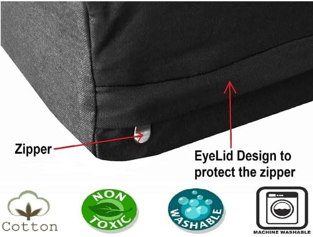 Dogbed4less Orthopedic Gel Cooling Memory Foam Pet Bed with Waterproof Liner and External Black Canvas + Bonus Microsuede Antislip Covers for Small to Medium Dogs 35X20X4 Inches
