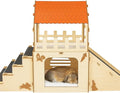 OtterPets Extra Large Bunny Hideout, Cozy Rabbit Castle with Fleece Mats, Wooden Rabbit Hideout, Bunny House Indoor Indoor, Chinchilla, Guinea Pig House (Pet Safe Wood Joints)
