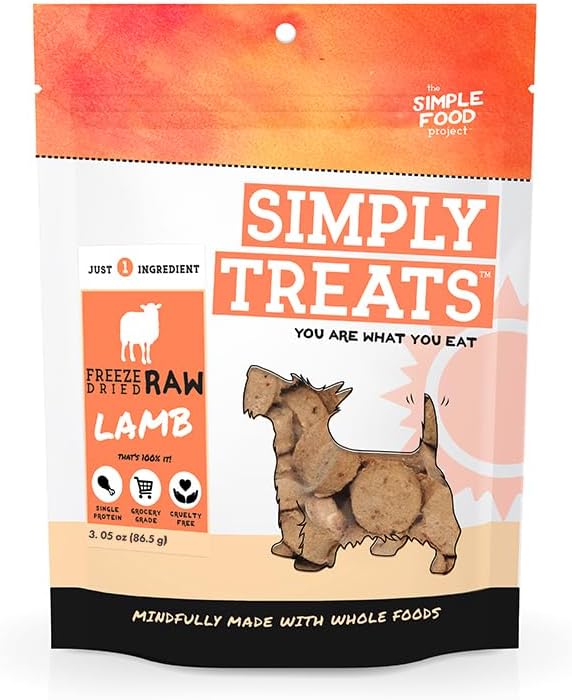 The Simple Food Project Freeze Dried Raw Dog Treats Grain Free, All Natural, with Just 1 Ingredient Lamb for Dogs Use As Training Treats for Puppies, Small, Medium, Or Large Dogs