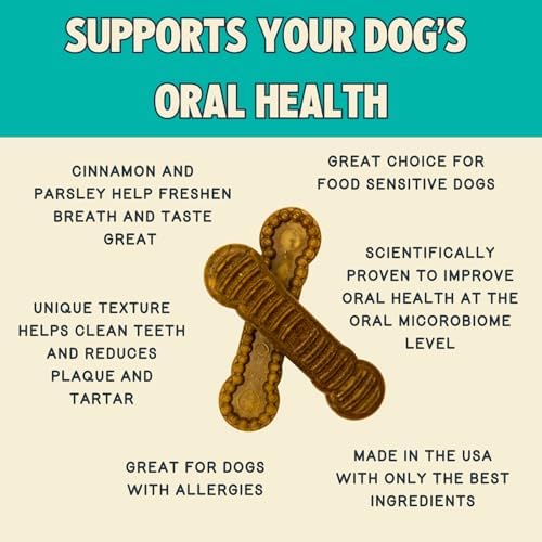 Jiminy's Dental Chews for Dogs, Cinnamon Flavor, Scientifically Proven to Improve Oral Health, Dental Bones Clean Teeth, Fight Bad Breath, and Removes Plaque and Tartar, Large, 7ct (Pack of 1)
