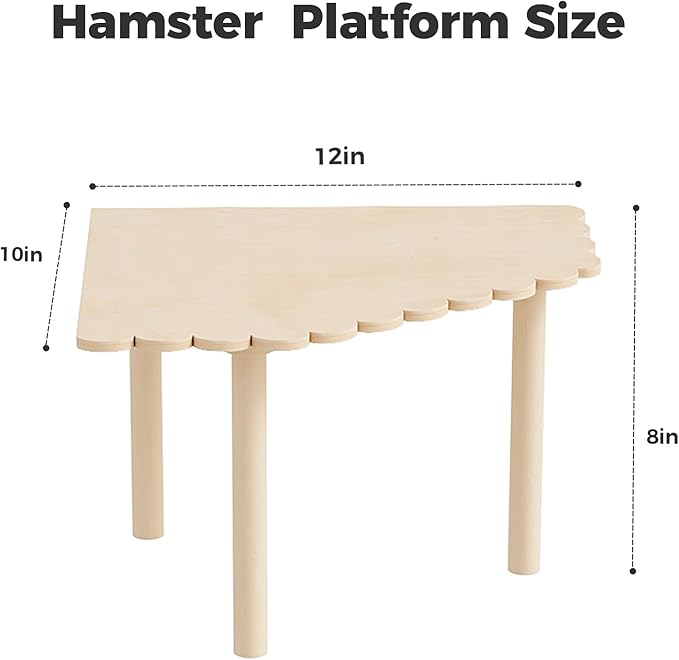 Mini&moe Hamster Platform - Small Animal Play Wooden Heigh Platform for Exercise Wheel Food Bowl Water Bottle and Other Cage Accessories