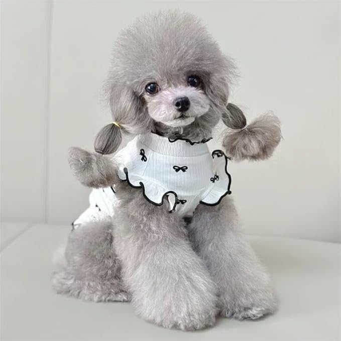 Small Dog Clothes Extra Small Dogs Spring Summer Dress Cute Soft and Breathable Outfits for Female Chihuahua Shih Tzu Yorkshire Puppy Cats (White Dress, Small)