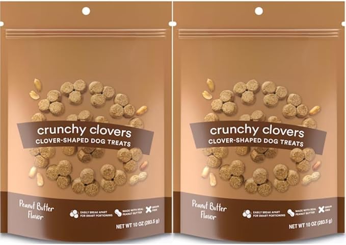 Grain Free Peanut Butter Dog Treats - Crunchy Dog Biscuits, Low Calorie Training Treats for Dogs - Clover-Shaped Dog Cookies for All Breeds & Puppies, No Wheat Corn Soy - 20oz