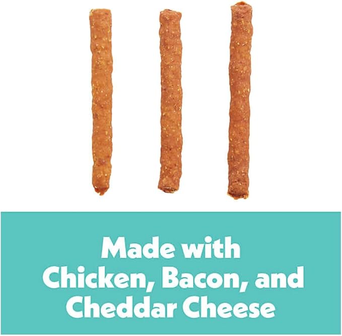 Wiggles & Wags Meaty Sticks Dog Treats, Bacon & Cheese Flavor, 6 oz with DN Essentials Bone Shaped Bag Dispenser & Roll