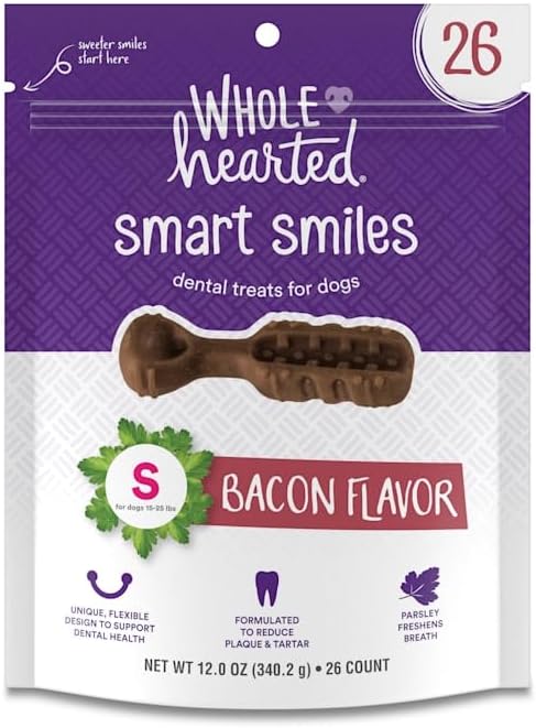 WholeHearted Smart Smiles Bacon Flavor Small Dog Dental Treats 12 oz. Count of 26