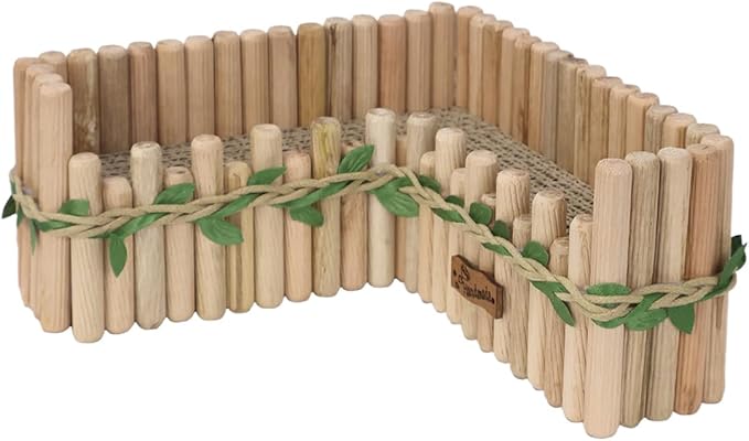 Hamster Cage Sprays Flower Foraging Holder - Natural Wood Feeding Stand, Small Pet Habitat Accessories for Hamsters Mouse Guinea Pig Dwarf Gerbils Syrian Mice (Leaf - L Shape)