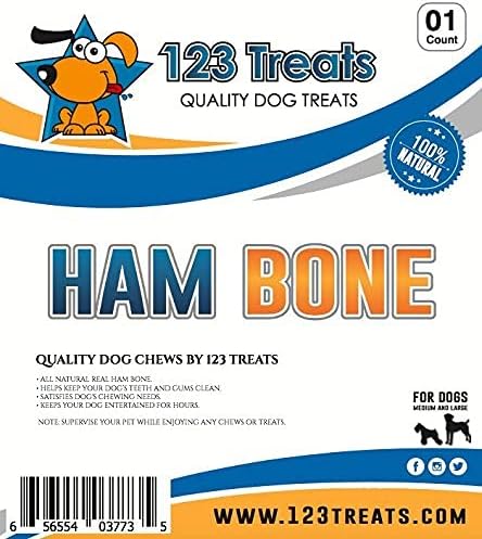 123 Treats Dog Bone for Aggressive Chewers - 100% Natural Pork & Beef Flavored Meaty Dog Chews, Made from Grass Fed Cattle, Grain Free Femur Bone | 1 Count