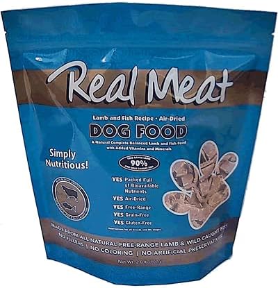 Real Meat Air Dried Dog Food w/ Real Lamb & Fish - Two 2lb Bags of Grain-Free Real Meat Dog Food Sourced from Free-Range Lamb & Ocean-Caught Fish - Digestible, All-Natural, & High-Protein Lamb & Fish