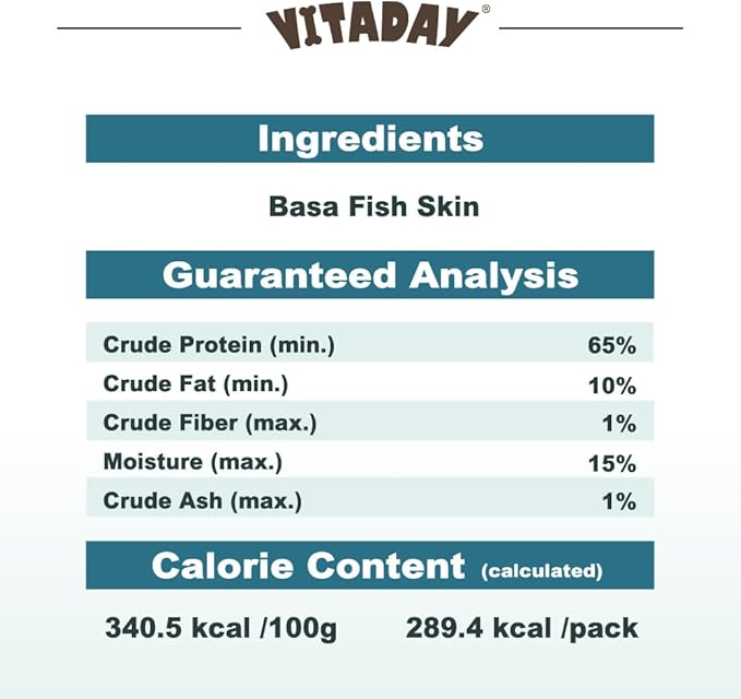 VITADAY Dog Jerky, 100% Fish Skin Dog Treats, Tough Grain-Free Rawhide Alternative, Natural Dog Jerky Treats for, Rich in Collagen & Omega-3, Low Fat, Hypoallergenic, 3 oz Pack, Ring (S)