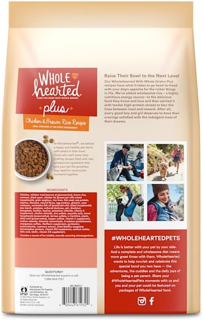 WholeHearted Plus Chicken & Brown Rice Recipe with Whole Grains Dry Dog Food 5 lbs.