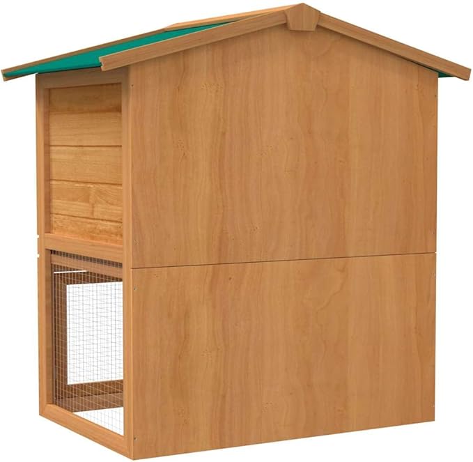 vidaXL Outdoor Rabbit Hutch, 2-Layer Pet Cage with 3 Doors, Wood-Constructed Animal House, Spacious Design for Small Pets with Iron Wire Mesh for Ventilation