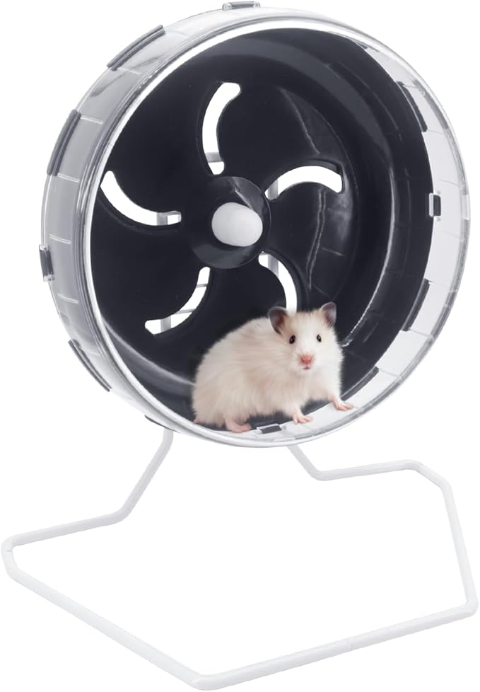 Hamster Wheel Treadmill Wheel, Silent Hamster Exercise Wheels, Freely Adjustable in Height Or Assembled in Cage, for Hamsters or Other Small Animals - Black
